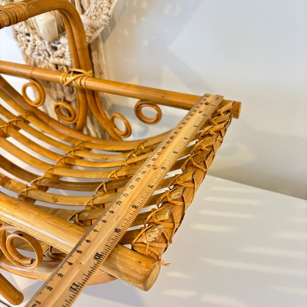 BOHO rattan bamboo mid century magazine rack towel holder MCM decor stand - Picture 14 of 15